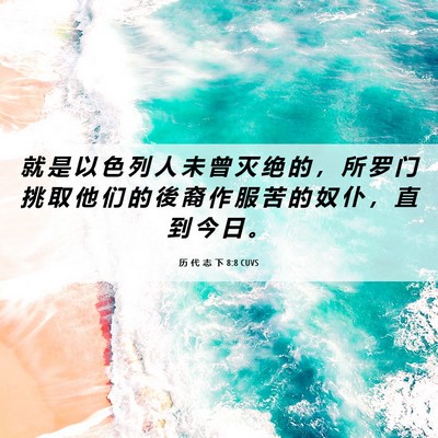 Picture 06 - 历 代 志 下 8:8 CUVS - 就 是 以 色 列 人 未 曾 灭 绝 的 ， - Bible Verse Picture