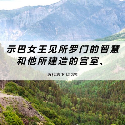 Picture 06 - 历 代 志 下 9:3 CUVS - 示 巴 女 王 见 所 罗 门 的 智 慧 和 - Bible Verse Picture