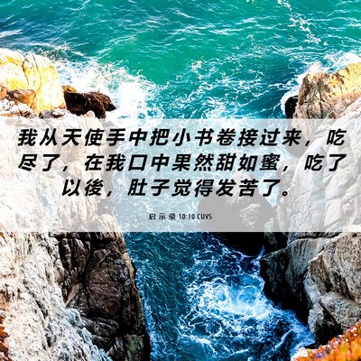 Picture 06 - 启 示 录 10:10 CUVS - 我 从 天 使 手 中 把 小 书 卷 接 过 - Bible Verse Picture