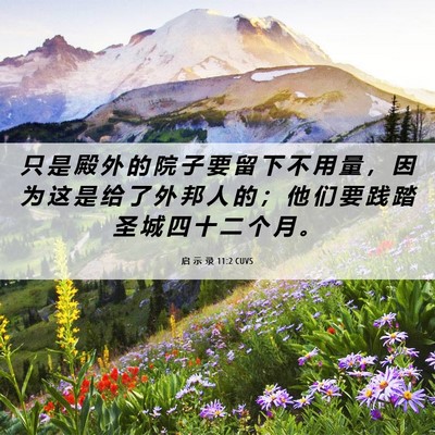 Picture 06 - 启 示 录 11:2 CUVS - 只 是 殿 外 的 院 子 要 留 下 不 用 - Bible Verse Picture
