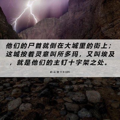 Picture 06 - 启 示 录 11:8 CUVS - 他 们 的 尸 首 就 倒 在 大 城 里 的 - Bible Verse Picture