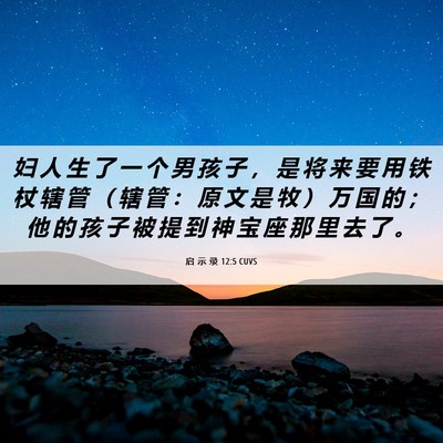 Picture 06 - 启 示 录 12:5 CUVS - 妇 人 生 了 一 个 男 孩 子 ， 是 将 - Bible Verse Picture