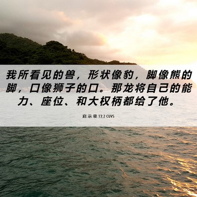 Picture 06 - 启 示 录 13:2 CUVS - 我 所 看 见 的 兽 ， 形 状 像 豹 ， - Bible Verse Picture