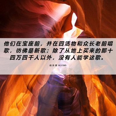 Picture 06 - 启 示 录 14:3 CUVS - 他 们 在 宝 座 前 ， 并 在 四 活 物 - Bible Verse Picture