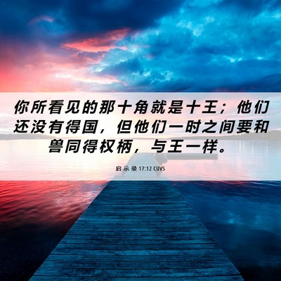 Picture 06 - 启 示 录 17:12 CUVS - 你 所 看 见 的 那 十 角 就 是 十 王 - Bible Verse Picture