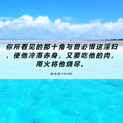 Picture 06 - 启 示 录 17:16 CUVS - 你 所 看 见 的 那 十 角 与 兽 必 恨 - Bible Verse Picture