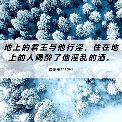 Picture 06 - 启 示 录 17:2 CUVS - 地 上 的 君 王 与 他 行 淫 ， 住 在 - Bible Verse Picture