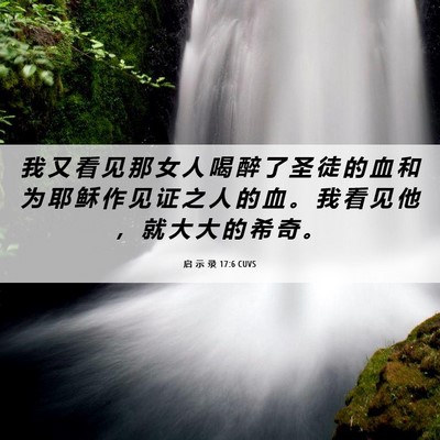 Picture 06 - 启 示 录 17:6 CUVS - 我 又 看 见 那 女 人 喝 醉 了 圣 徒 - Bible Verse Picture