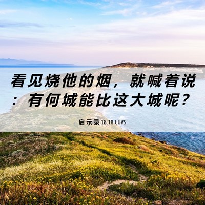 Picture 06 - 启 示 录 18:18 CUVS - 看 见 烧 他 的 烟 ， 就 喊 着 说 ： - Bible Verse Picture