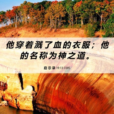 Picture 06 - 启 示 录 19:13 CUVS - 他 穿 着 溅 了 血 的 衣 服 ； 他 的 - Bible Verse Picture