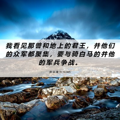 Picture 06 - 启 示 录 19:19 CUVS - 我 看 见 那 兽 和 地 上 的 君 王 ， - Bible Verse Picture