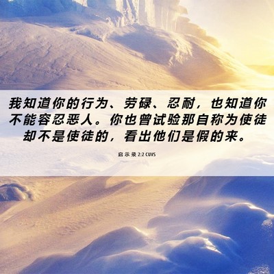 Picture 06 - 启 示 录 2:2 CUVS - 我 知 道 你 的 行 为 、 劳 碌 、 忍 - Bible Verse Picture