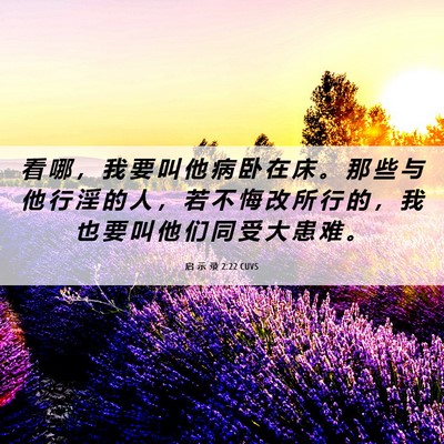 Picture 06 - 启 示 录 2:22 CUVS - 看 哪 ， 我 要 叫 他 病 卧 在 床 。 - Bible Verse Picture