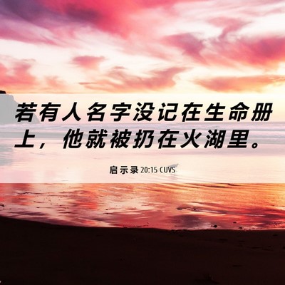 Picture 06 - 启 示 录 20:15 CUVS - 若 有 人 名 字 没 记 在 生 命 册 上 - Bible Verse Picture