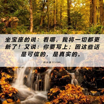 Picture 06 - 启 示 录 21:5 CUVS - 坐 宝 座 的 说 ： 看 哪 ， 我 将 一 - Bible Verse Picture