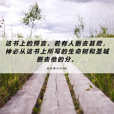 Picture 06 - 启 示 录 22:19 CUVS - 这 书 上 的 预 言 ， 若 有 人 删 去 - Bible Verse Picture
