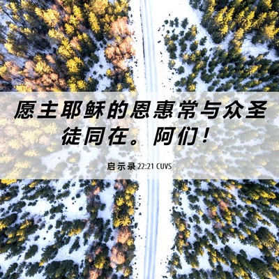 Picture 06 - 启 示 录 22:21 CUVS - 愿 主 耶 稣 的 恩 惠 常 与 众 圣 徒 - Bible Verse Picture