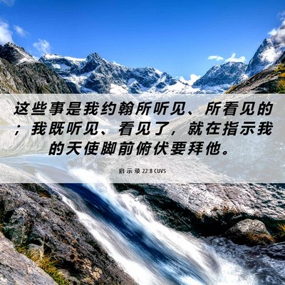 Picture 06 - 启 示 录 22:8 CUVS - 这 些 事 是 我 约 翰 所 听 见 、 所 - Bible Verse Picture