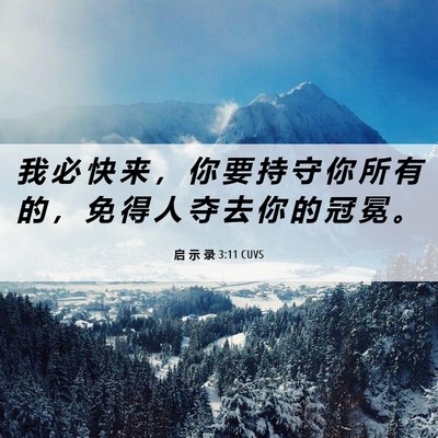 Picture 06 - 启 示 录 3:11 CUVS - 我 必 快 来 ， 你 要 持 守 你 所 有 - Bible Verse Picture