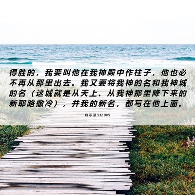 Picture 06 - 启 示 录 3:12 CUVS - 得 胜 的 ， 我 要 叫 他 在 我 神 殿 - Bible Verse Picture