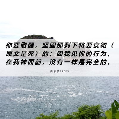 Picture 06 - 启 示 录 3:2 CUVS - 你 要 儆 醒 ， 坚 固 那 剩 下 将 要 - Bible Verse Picture