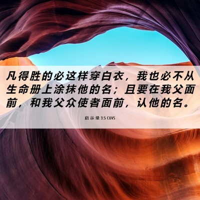 Picture 06 - 启 示 录 3:5 CUVS - 凡 得 胜 的 必 这 样 穿 白 衣 ， 我 - Bible Verse Picture