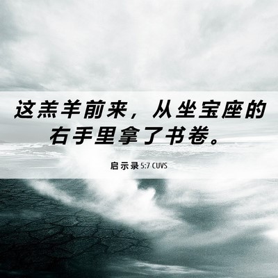 Picture 06 - 启 示 录 5:7 CUVS - 这 羔 羊 前 来 ， 从 坐 宝 座 的 右 - Bible Verse Picture