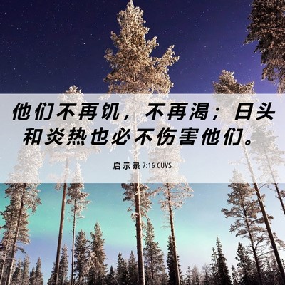 Picture 06 - 启 示 录 7:16 CUVS - 他 们 不 再 饥 ， 不 再 渴 ； 日 头 - Bible Verse Picture