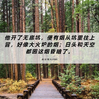 Picture 06 - 启 示 录 9:2 CUVS - 他 开 了 无 底 坑 ， 便 有 烟 从 坑 - Bible Verse Picture