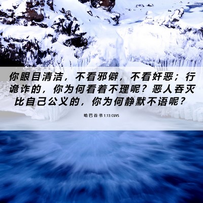Picture 06 - 哈 巴 谷 书 1:13 CUVS - 你 眼 目 清 洁 ， 不 看 邪 僻 ， 不 - Bible Verse Picture