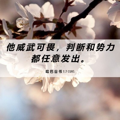 Picture 06 - 哈 巴 谷 书 1:7 CUVS - 他 威 武 可 畏 ， 判 断 和 势 力 都 - Bible Verse Picture