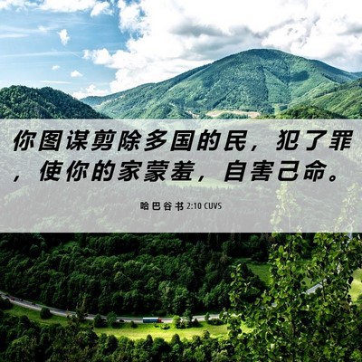 Picture 06 - 哈 巴 谷 书 2:10 CUVS - 你 图 谋 剪 除 多 国 的 民 ， 犯 了 - Bible Verse Picture