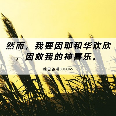 Picture 06 - 哈 巴 谷 书 3:18 CUVS - 然 而 ， 我 要 因 耶 和 华 欢 欣 ， - Bible Verse Picture