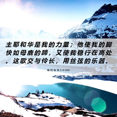 Picture 06 - 哈 巴 谷 书 3:19 CUVS - 主 耶 和 华 是 我 的 力 量 ； 他 使 - Bible Verse Picture