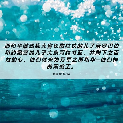 Picture 06 - 哈 该 书 1:14 CUVS - 耶 和 华 激 动 犹 大 省 长 撒 拉 铁 - Bible Verse Picture