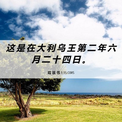 Picture 06 - 哈 该 书 1:15 CUVS - 这 是 在 大 利 乌 王 第 二 年 六 月 - Bible Verse Picture