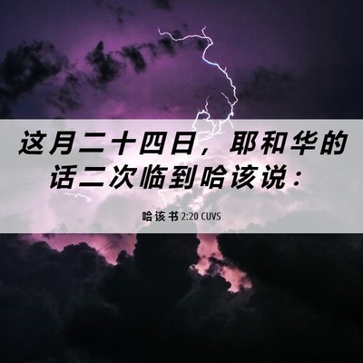 Picture 06 - 哈 该 书 2:20 CUVS - 这 月 二 十 四 日 ， 耶 和 华 的 话 - Bible Verse Picture