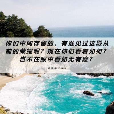 Picture 06 - 哈 该 书 2:3 CUVS - 你 们 中 间 存 留 的 ， 有 谁 见 过 - Bible Verse Picture