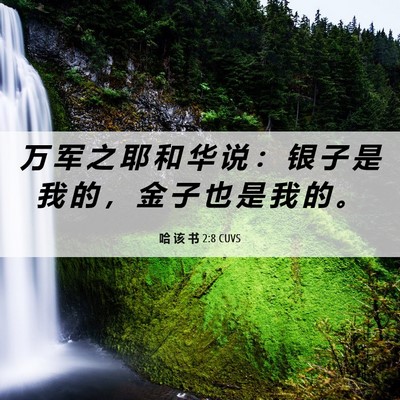 Picture 06 - 哈 该 书 2:8 CUVS - 万 军 之 耶 和 华 说 ： 银 子 是 我 - Bible Verse Picture