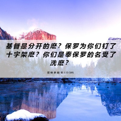 Picture 06 - 哥 林 多 前 书 1:13 CUVS - 基 督 是 分 开 的 麽 ？ 保 罗 为 你 - Bible Verse Picture