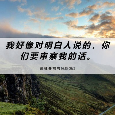 Picture 06 - 哥 林 多 前 书 10:15 CUVS - 我 好 像 对 明 白 人 说 的 ， 你 们 - Bible Verse Picture