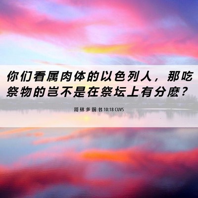 Picture 06 - 哥 林 多 前 书 10:18 CUVS - 你 们 看 属 肉 体 的 以 色 列 人 ， - Bible Verse Picture