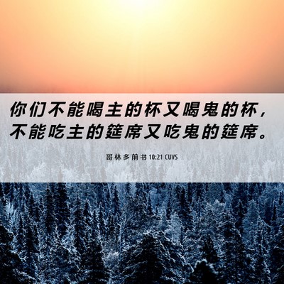 Picture 06 - 哥 林 多 前 书 10:21 CUVS - 你 们 不 能 喝 主 的 杯 又 喝 鬼 的 - Bible Verse Picture
