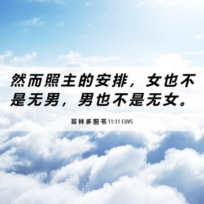 Picture 06 - 哥 林 多 前 书 11:11 CUVS - 然 而 照 主 的 安 排 ， 女 也 不 是 - Bible Verse Picture
