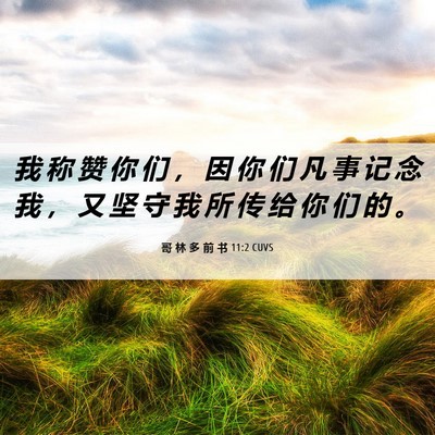Picture 06 - 哥 林 多 前 书 11:2 CUVS - 我 称 赞 你 们 ， 因 你 们 凡 事 记 - Bible Verse Picture