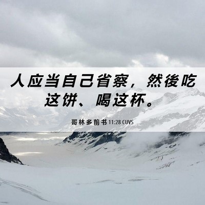 Picture 06 - 哥 林 多 前 书 11:28 CUVS - 人 应 当 自 己 省 察 ， 然 後 吃 这 - Bible Verse Picture