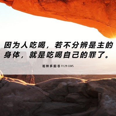 Picture 06 - 哥 林 多 前 书 11:29 CUVS - 因 为 人 吃 喝 ， 若 不 分 辨 是 主 - Bible Verse Picture