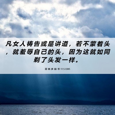 Picture 06 - 哥 林 多 前 书 11:5 CUVS - 凡 女 人 祷 告 或 是 讲 道 ， 若 不 - Bible Verse Picture