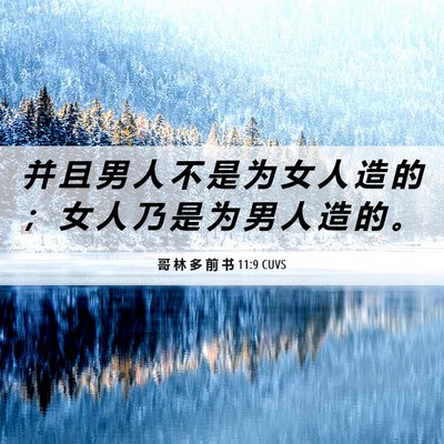 Picture 06 - 哥 林 多 前 书 11:9 CUVS - 并 且 男 人 不 是 为 女 人 造 的 ； - Bible Verse Picture