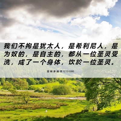 Picture 06 - 哥 林 多 前 书 12:13 CUVS - 我 们 不 拘 是 犹 太 人 ， 是 希 利 - Bible Verse Picture
